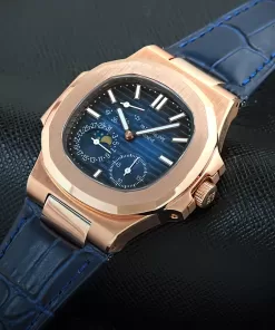 Patek Philippe Nautilus Rose Gold Blue Strap