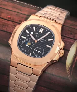 Patek Philippe Nautilus Black Dial Rose Gold