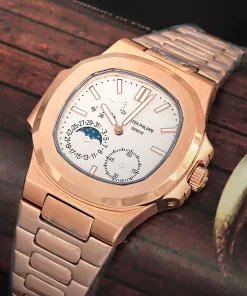 Patek Philippe Nautilus White Dial Rose Gold